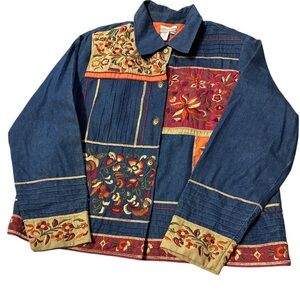 Jean Jacket Coldwater Creek Embroidered Size 1X